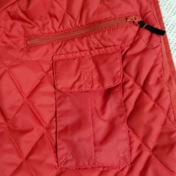 Lands' End Thermolite Hooded Long Sleeve Quilted Red Pocketed Winter Sz L Jacket - Picture 7 of 11